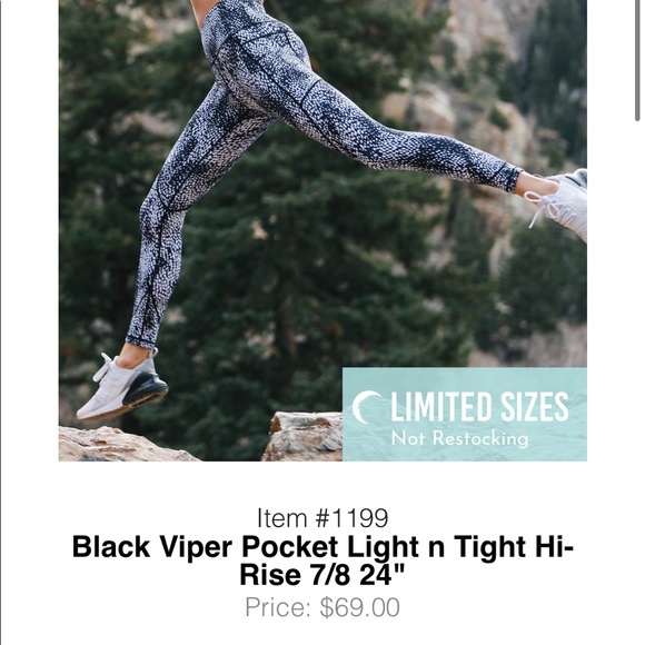 Zyia Black Viper Pocket Light n Tight Hi-Rise 7/8 24" size 8-10 - Picture 3 of 5
